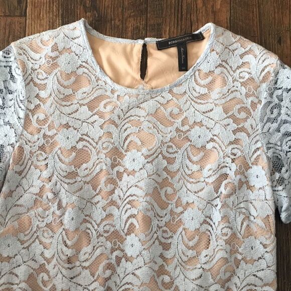 BCBGMAXAZRIA | Lt Blue/Nude Cacey Lace Top | XS - Picture 3 of 8